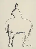 Marino Marini, Cavallo e Cavalcatrice, 1968, Pen and Indian ink drawing