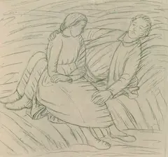 Sitzendes Paar by Ernst Barlach, 1913, Charcoal drawing, sold May 2004