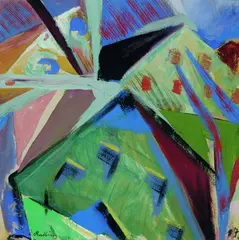 Edmund Kesting, Häuser, 1917, Tempera