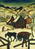 Winterlandschaft by Karl Heinrich (Carlos) Schneider, Oil on canvas, sold May 2004