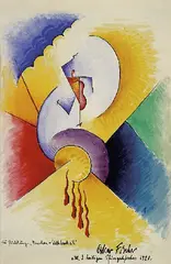 Oskar Fischer, Zur Dichtung "Menschen - Weltbarkeit", 1920, Watercolour