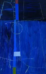 Komposition in Blau by Max Ackermann, 1965, Oil, sold May 2004
