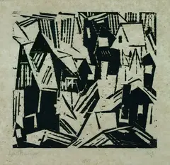 Harzer Dorf, 1 by Lyonel Feininger, 1918, Woodcut, sold May 2004