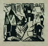 Harzer Dorf, 1 by Lyonel Feininger, 1918, Woodcut, sold May 2004