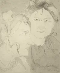 Wilhelm Ohm, Zwei Frauen, 1927, Pencil drawing