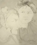 Wilhelm Ohm, Zwei Frauen, 1927, Pencil drawing