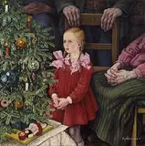 Fritz Schirrmacher, Mädchen vor dem Weihnachtsbaum, Oil on canvas