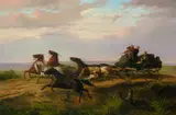 Johannes Erdmann Gottlieb Prestel, Fahrende Kutsche, 1844, Oil on canvas