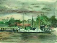 Theo Rosenhauer, Fischerboote, 1938, Watercolour