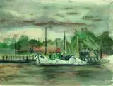 Theo Rosenhauer, Fischerboote, 1938, Watercolour