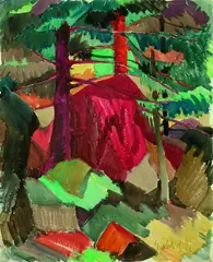 Georg Nerlich, Wald, 1922, Watercolour