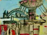 Helmuth Macke, Karussell am Rheinufer, 1924, Watercolour