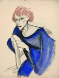 Gerd Böhme, Frau mit blauem Kleid, 1925, Watercolour