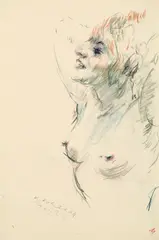 Wilhelm Kohlhoff, Mädchenhalbakt, 1927, Pencil