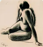 Gyula Pap, Weiblicher Akt, 1928, Charcoal drawing