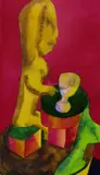 Reinhard Hilker, Figur am Tisch, 1922, Watercolour