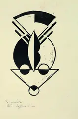 Hans Haffenrichter, 2 Bll.: Figurine "Ritter". Tanzschild, 1923, Linocut