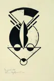 Hans Haffenrichter, 2 Bll.: Figurine "Ritter". Tanzschild, 1923, Linocut