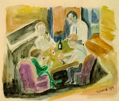 Max Unold, Kartenspieler, 1919, Watercolour