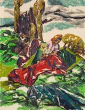 Moritz Melzer, Madonna im Schoße den Erlöser, 1919, Woodcut printed in colours