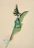 Karl Knappe, Frau am Berg, Watercolour