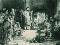 Harmensz. van Rijn Rembrandt, Christus predigend. - Genannt: La petit Tombe, 1652, Etching