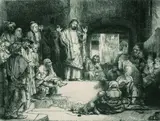 Harmensz. van Rijn Rembrandt, Christus predigend. - Genannt: La petit Tombe