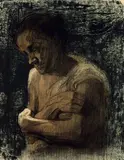 Halbfigur einer Frau mit verschränkten Armen by Käthe Kollwitz, 1905, Lithograph printed in colours, sold Mar 2004