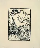 Otto Mueller, Am Ufer sitzendes Mädchen, 1922, Lithograph