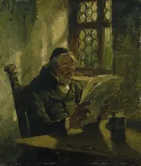 Zeitungsleser by Hugo Kauffmann, 1870, Oil on panel, sold Mar 2004