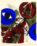 Dominant-Blau by Ernst Wilhelm Nay, 1964, Lithograph printed in colours, sold Mar 2004