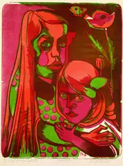 Bauernkinder by Peter August Böckstiegel, 1920, Lithograph printed in colours, sold Mar 2004