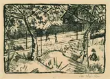 Otto Mueller, Bahnhof Schmiedeberg (Riesengebirge), 1920, Lithograph