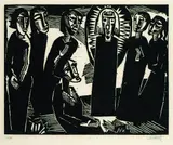 Christus (Kristus) unter den Frauen by Karl Schmidt-Rottluff, 1919, Woodcut, sold Mar 2004