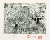 Friedensreich Hundertwasser, Spirale mit Neufferköpfen - Grasbewachsene Sonne im Grab, 1962, Etching