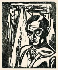 Emil Schumacher, Selbstbildnis, 1946, Linocut