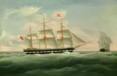 Ernest Poulson, Englische Dreimastbark "Ann Mitchell" of Glasgow, Oil on canvas
