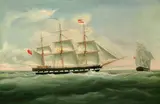 Ernest Poulson, Englische Dreimastbark "Ann Mitchell" of Glasgow, Oil on canvas