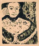 Kopf im Spitzenkragen by Ernst Ludwig Kirchner, 1907, Lithograph, sold Mar 2004