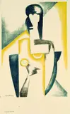 Nathalie Goncharova, Weibliche Halbfigur (Figurine), 1922, Lithograph printed in colours
