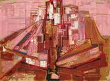 Max Kaus, Stadt in der Campagna II, 1958, Gouache