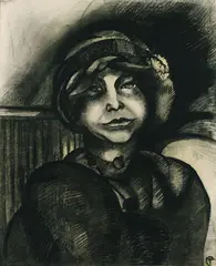 Charley Toorop, Portrait de Madame Fauconnier, Charcoal drawing
