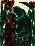Paar by HAP Grieshaber, 1964, Woodcut printed in colours, sold Mar 2004