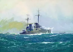 Robert Schmidt-Hamburg, Großer Kreuzer Seydlitz in der Nordsee, 1922, Tempera