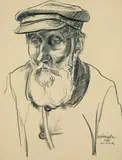 Peter August Böckstiegel, Porträt Peter Sussieck, 1932, Pencil drawing
