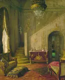 Wilhelm Beckmann, Interieur, Oil on cardboard