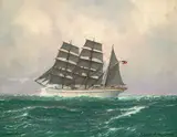Robert Schmidt-Hamburg, Bark "Gorch Fock" unter vollen Segeln auf See, 1920, Tempera