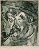Peter August Böckstiegel, Selbstbildnis, 1921, Drypoint