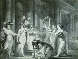 Angelica Kauffmann, Zugeschrieben - Opfer an Amor, Pen and Indian ink drawing