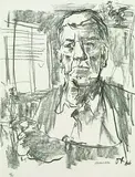 Selbstbildnis mit Statuette by Oskar Kokoschka, 1966, Lithograph, sold Mar 2004